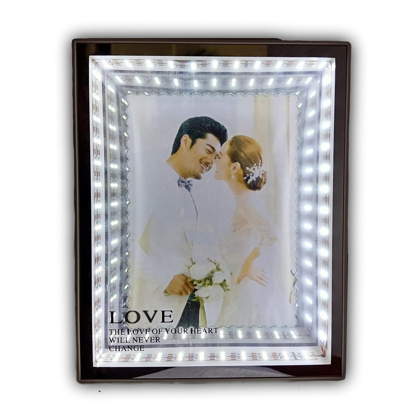 Magic Photo Frame for Birthday/Valentine's/Anniversary Gifting & Decoration (3D Effect LED Magic Mirror)