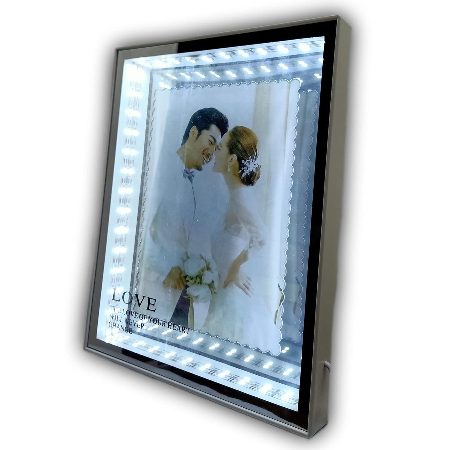 Magic Photo Frame for Birthday/Valentine's/Anniversary Gifting & Decoration (3D Effect LED Magic Mirror)