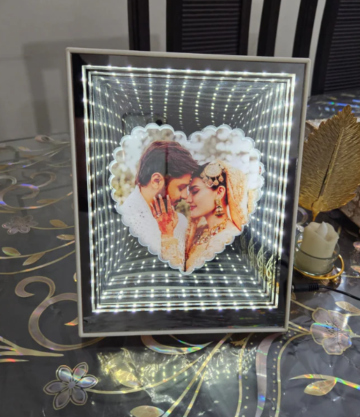 Magic Photo Frame for Birthday/Valentine's/Anniversary Gifting & Decoration (3D Effect LED Magic Mirror)